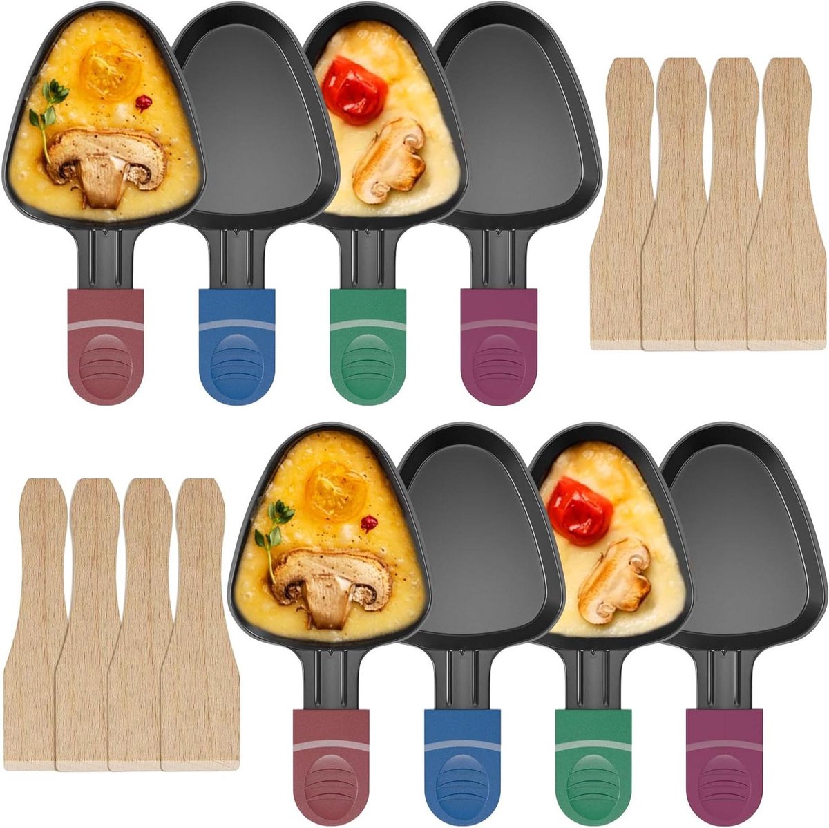 Driehoekige Schrapers - Mini Pannetjes - Kaas Smelten - Antiaanbaklaag - 8 Stuks - Meerkleurig
