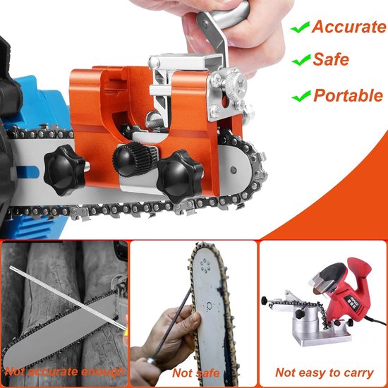 Kettingzaag Slijpmachine - Handgedraaide Slijper - Ketting Slijpen - Draagbaar Ontwerp - 3 Slijpkoppen - Metaal — afbeelding 4