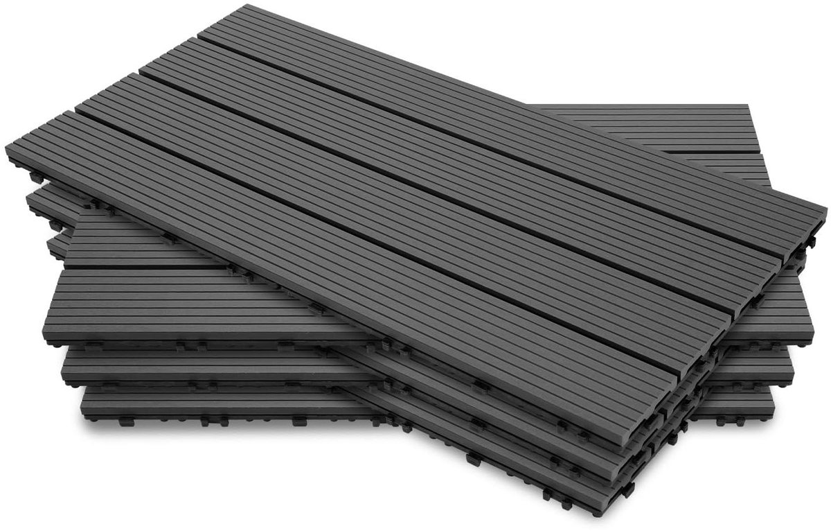 Terrastegels Composiet - Balkonvloer Tuintegels - Buitenruimte Vernieuwen - Eenvoudig Kliksysteem - 18 Stuks 3m² - Antraciet