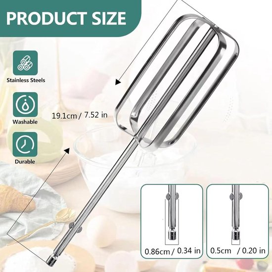 2pcs Electric Food Mixer Heads Handheld Beater Heads Stainless Steel Eggs Mixer Accessories Eggs Beater Replacement Part — afbeelding 3