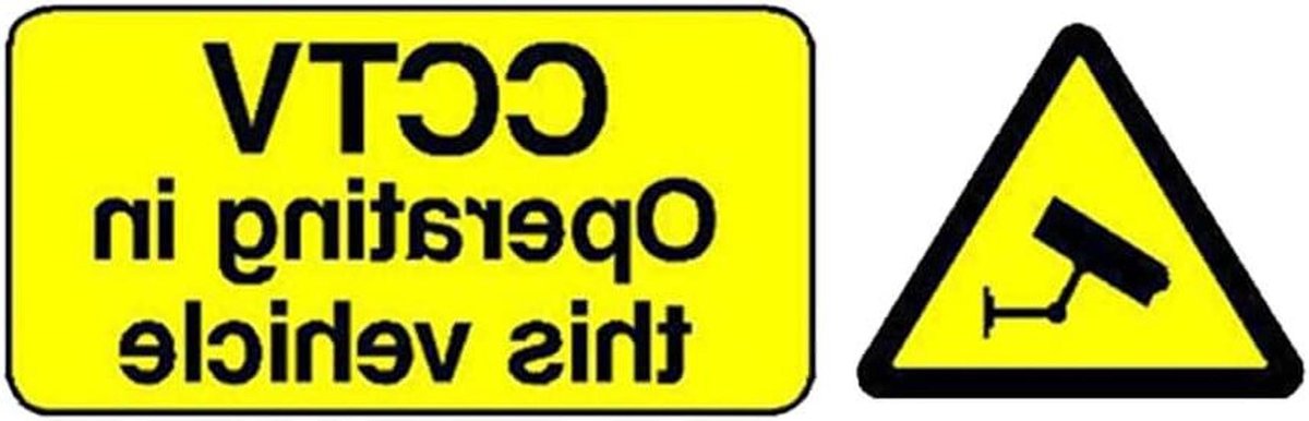 CCTV Camera Waarschuwingsstickers - Alarm Sticker - Beveiliging Eigendommen - Waterdicht Vinyl - 9x3cm - Geel Zwart