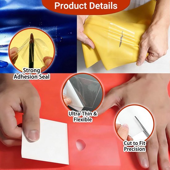 Reparatieset Opblaasbaar - Reparatiepatches - Lekkages Dichten - Waterdicht Hittebestendig - 20 Stuks 7x7 cm - Transparant van Merkloos — afbeelding 3