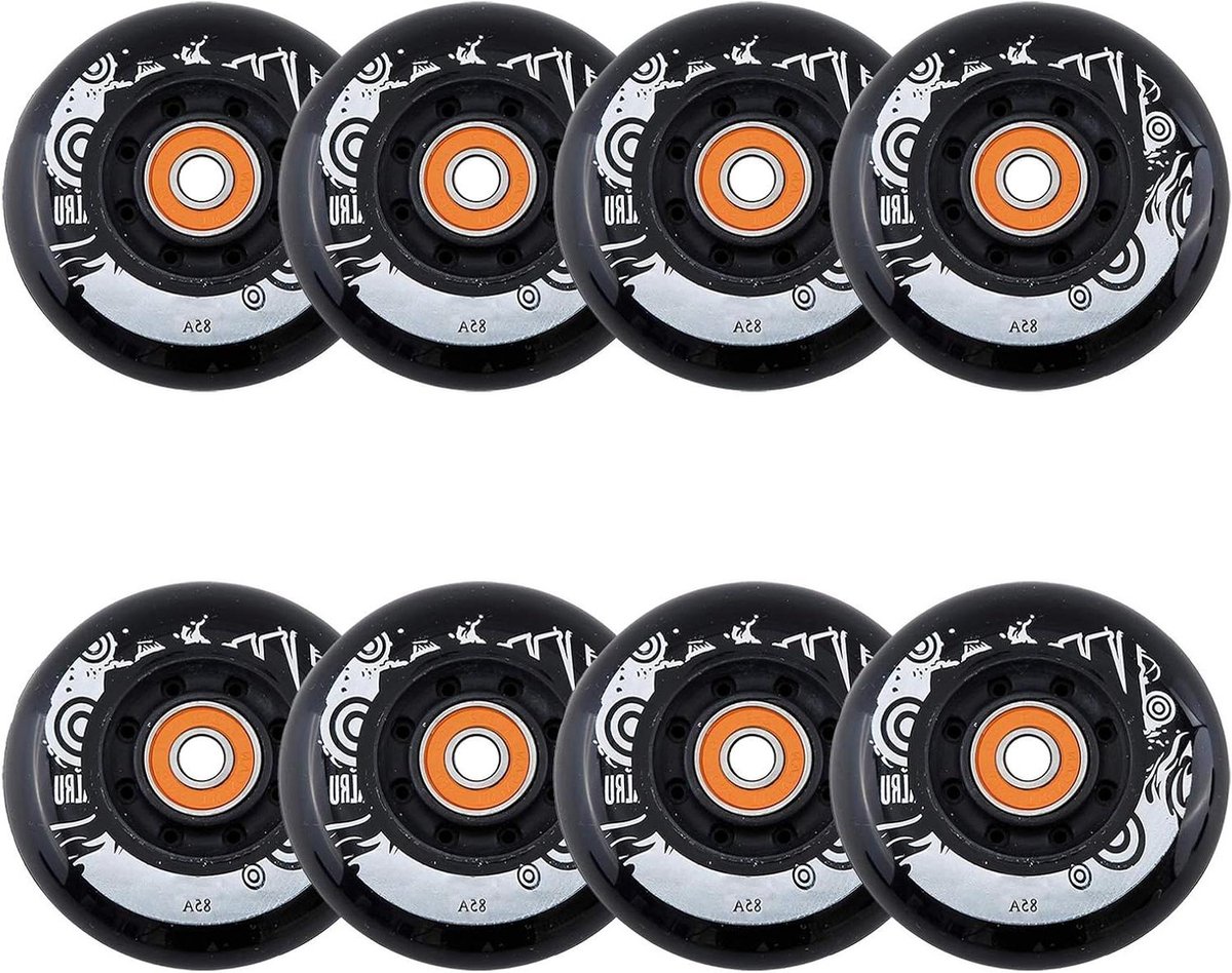 Skeelerwielen Set Vervangende Wielen Skeeleren Onderhoud Hoge Rebound PU 8 stuks 72mm Zwart