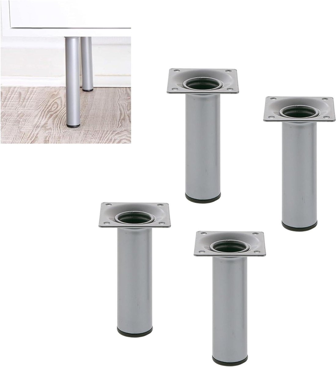 Meubelpoten Set - Tafelonderstellen - Meubels Vernieuwen - Inclusief Schroeven - 30 x 150 mm - Zilver