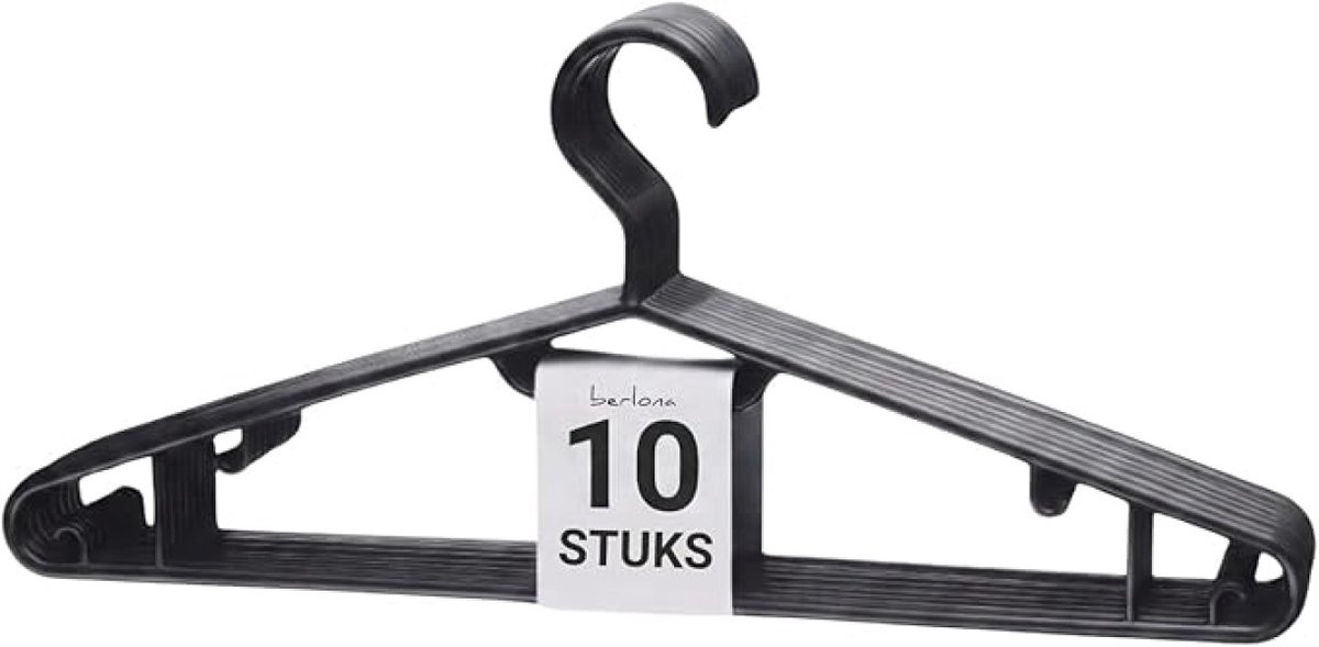 Kledinghangers 10 Stuks Zwart met Zijhaken - Multifunctioneel