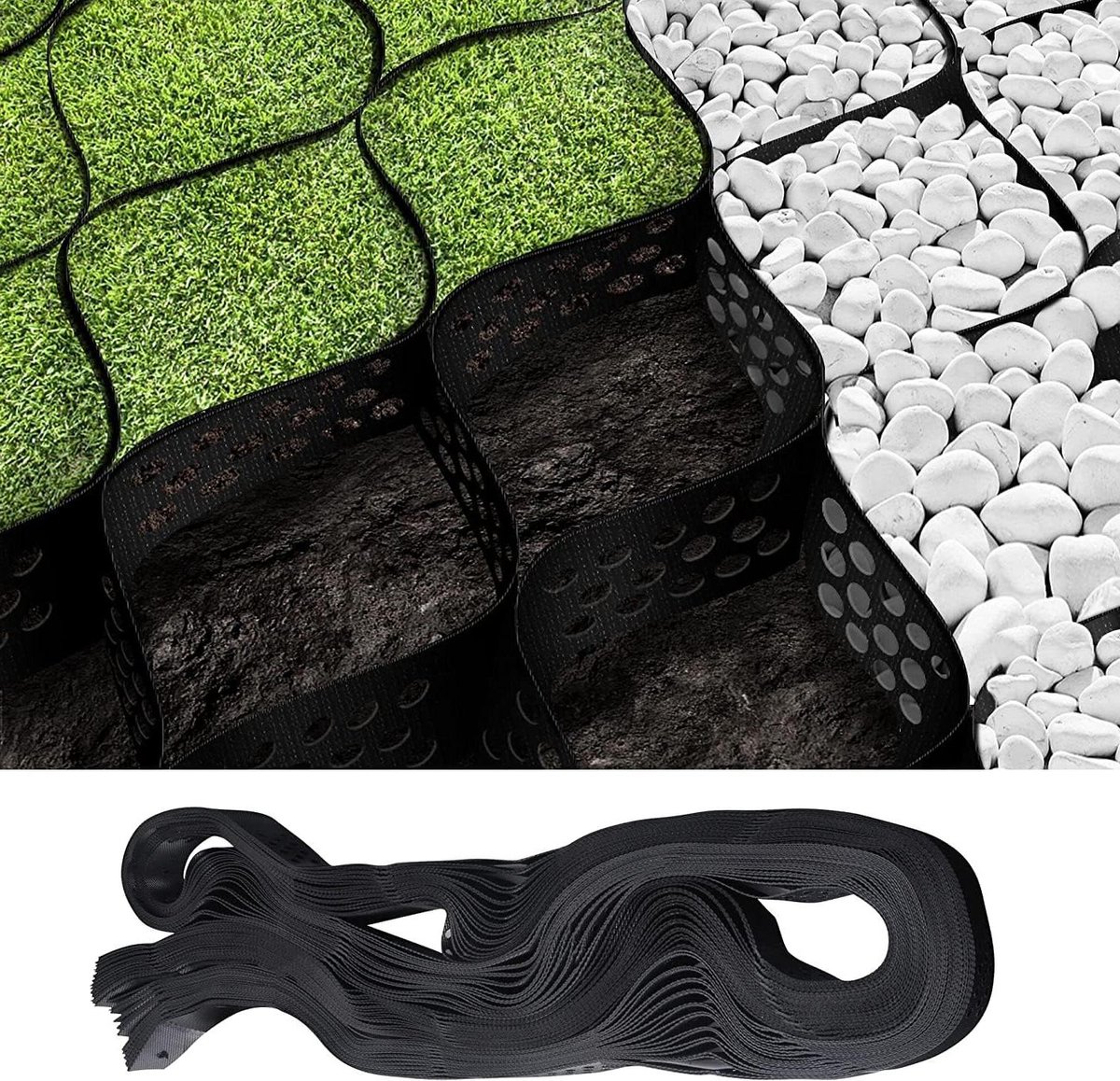 Grasstabilisator Rooster - Grindmat Bodemrooster - Oprit Versterken - Honingraat Structuur - 15 m² - Zwart
