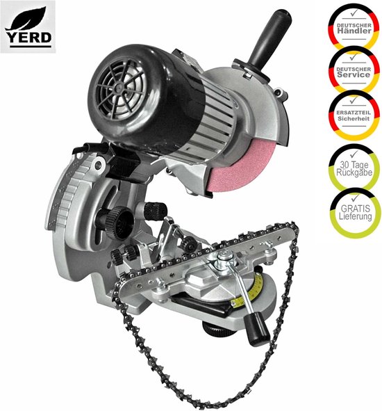 Elektrische Kettingslijper - Universele Slijpmachine Kettingzaag - Kettingen Scherp Houden - Traploos Instelbare Slijphoek - 145 mm Schijfdiameter - Grijs — afbeelding 3