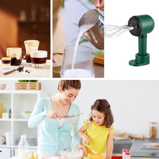 Handmixer Elektrisch - Keukenmixer Draadloos - Eten Bereiden - Dubbele Kop Design - 9.5 cm Hoogte - Zwart — afbeelding 2