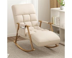AMAZWI Indoor Outdoor Comfortabele Schommelstoel, Multi-Level Aanpassing Woonkamer Stoelen, Leestoel Outdoor Patio Meubels Schommelstoel, voor Veranda, Tuin, Slaapkamer, Achtertuin (Kleur: Off White,
