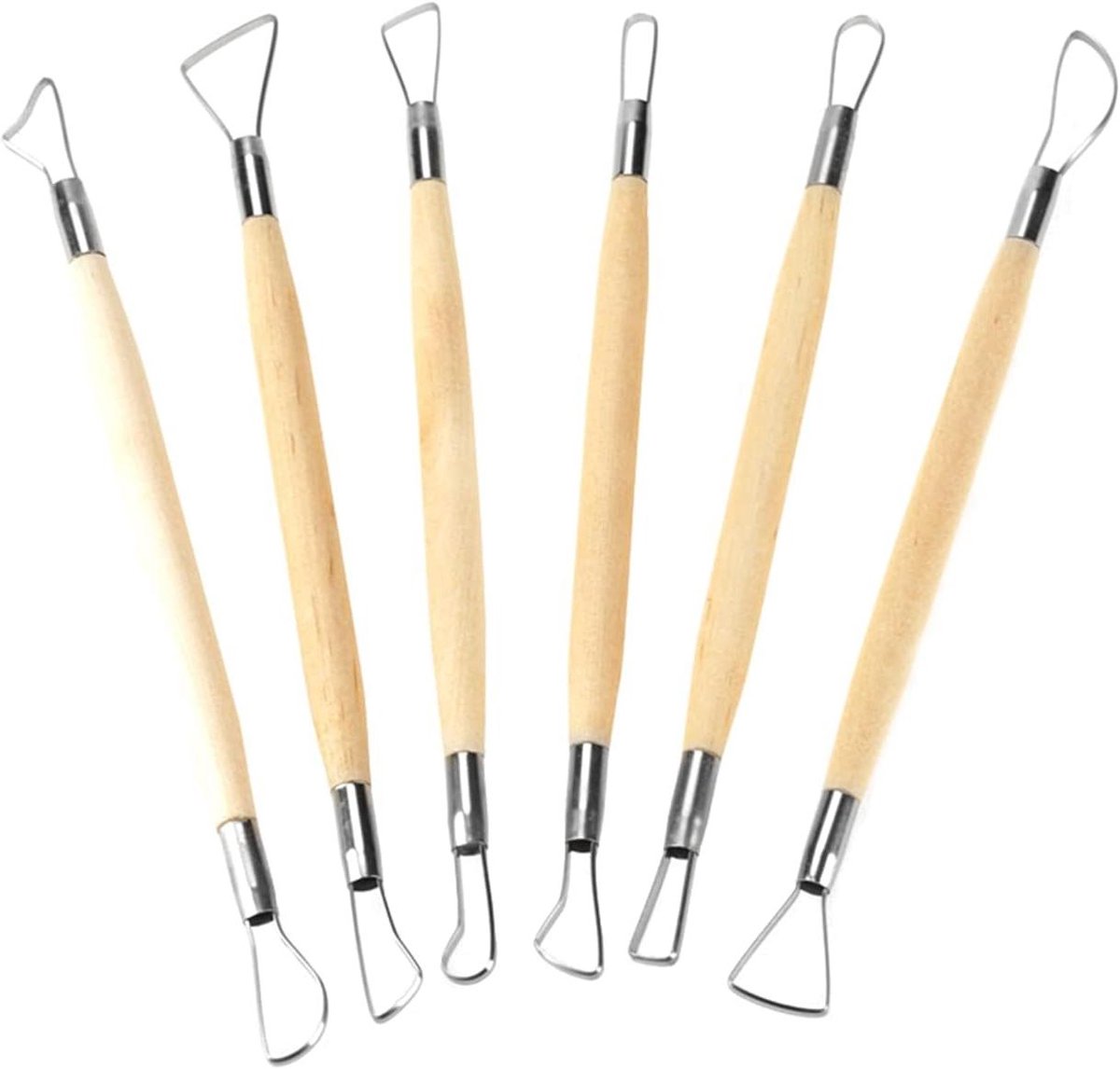 Wax Carving Tools - Modelleren Klei - Ambachtelijk Werken - Dubbelzijdig Ontwerp - 6 Stuks - Houtkleur