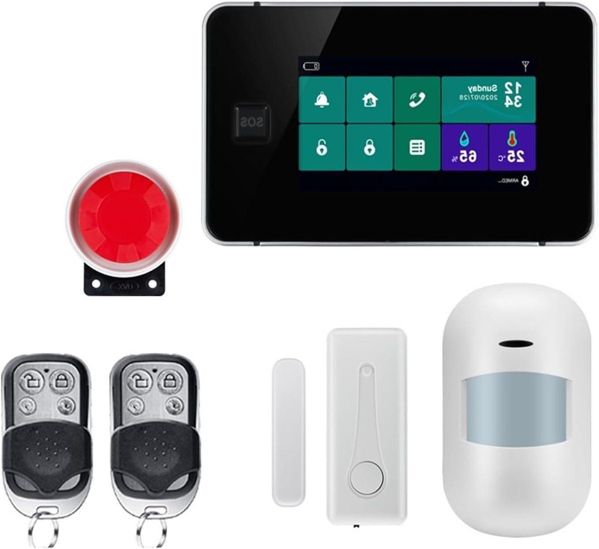 Huis Beveiligingssysteem - Alarm Kit - Veiligheid Thuis - Tweerichtingsspraak - 22.9 x 12.7 cm - Zwart
