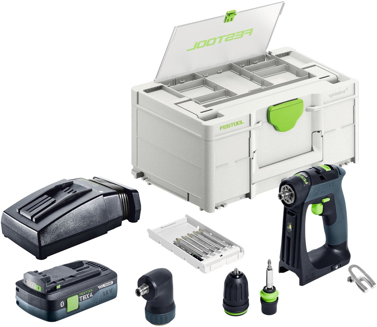 Festool CXS Basic accuschroefboormachine 18 V 40 Nm borstelloos + 1x accu 4.0 Ah + snellader + systainer