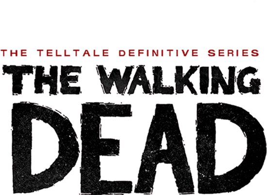 Logo van The Walking Dead: The Telltale Definitive Series in zwarte grunge-tekst.