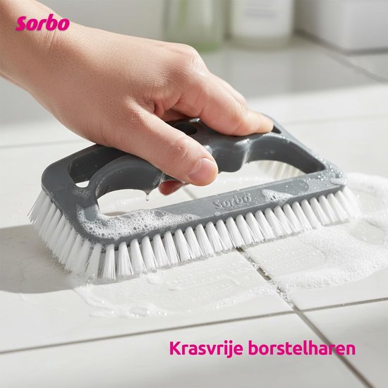 Badkamer Borstel - Voegen Reiniger - Tegels Schoonmaken - Ergonomische Handgreep - Nylon Borstelharen - Grijs — afbeelding 2
