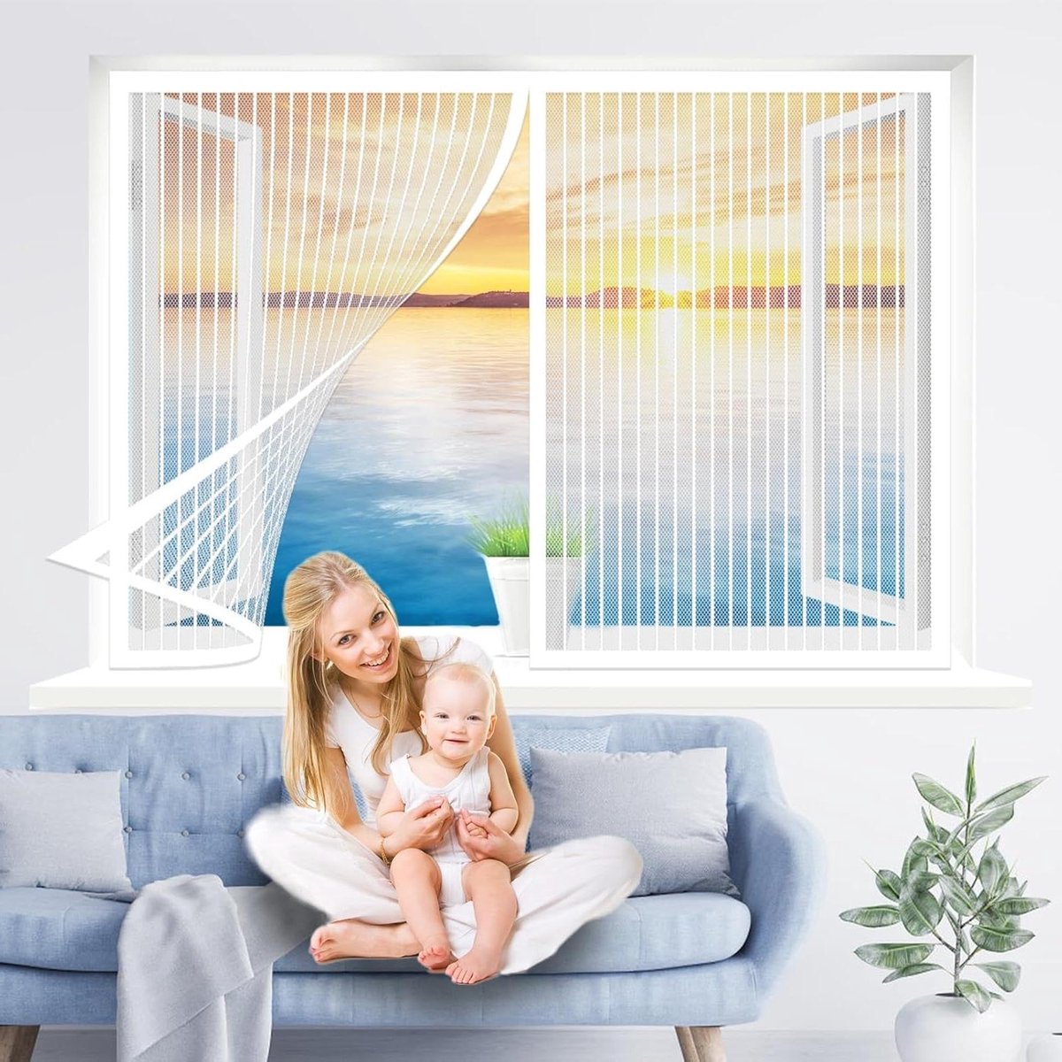 Horren Voor Raam - Insecten Gaas - Insecten Buiten - Magnetisch Sluitend - 105 x 145 cm - Wit