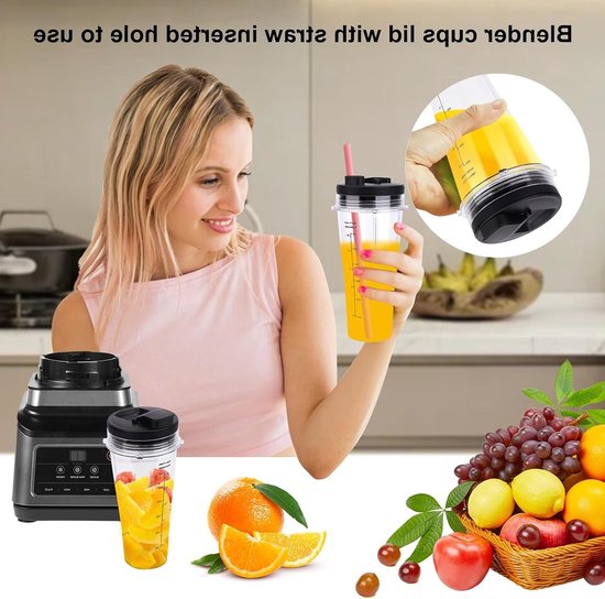 Vervangbekers met Deksel voor Blender - 2 Stuks, Geschikt voor Ninja Blender Modellen en Perfect voor Smoothies en Sapjes van Merkloos — afbeelding 3