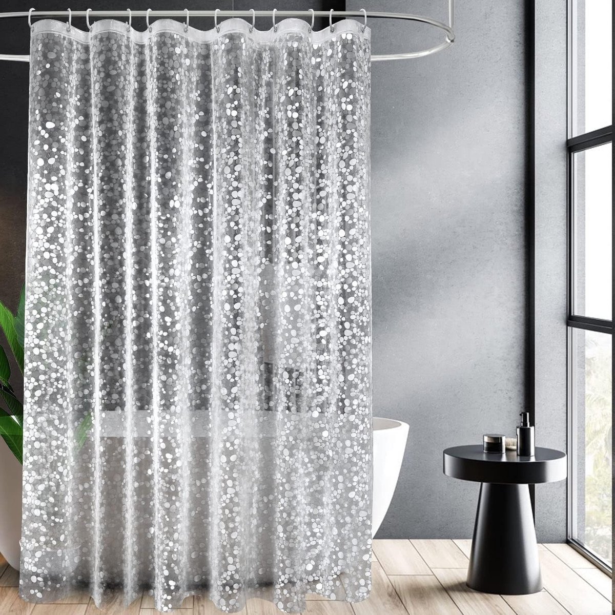 Transparant douchegordijn met gewichtmagneten - Waterdicht EVA-materiaal - 180x210 cm inclusief 12 ringen