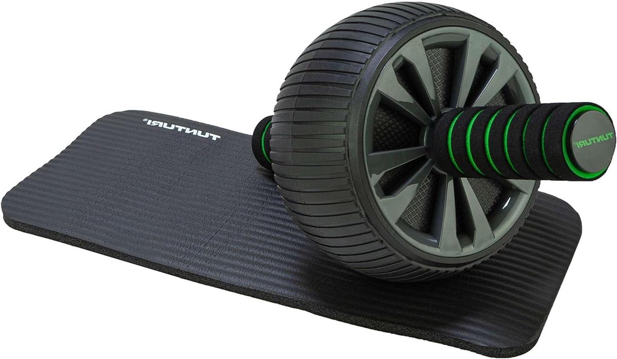 Buikspiertrainer Trainingswiel - Ab Roller Fitnesswiel - Romp Training - Multi-directioneel Wiel - Compact Formaat - Zwart Groen