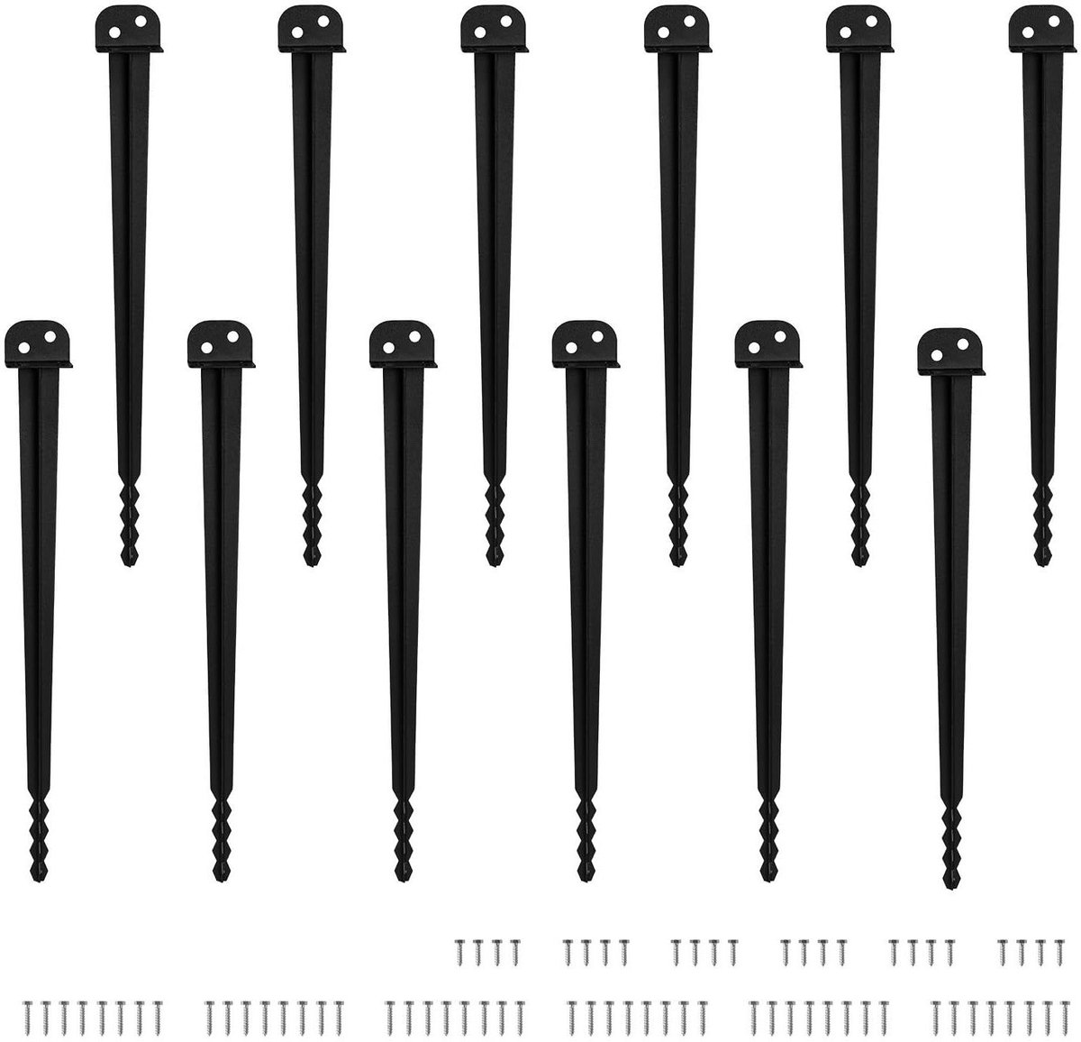 Bodemhulzen Set - Grondankers Paaldragers - Tuinconstructies Plaatsen - Roestbestendige Poedercoating - 50 cm Lengte - Zwart
