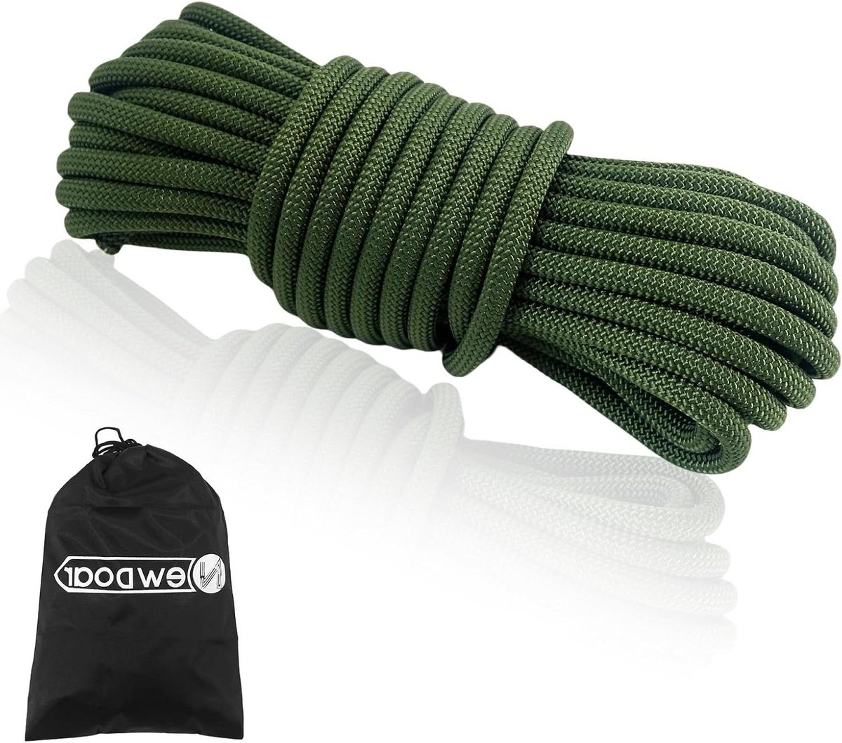 Buitentouw Polyester - Accessoirekoord Sterk Touw - Kamperen en Wandelen - Hoge Trekkracht 18KN - 10 mm Diameter - Legergroen