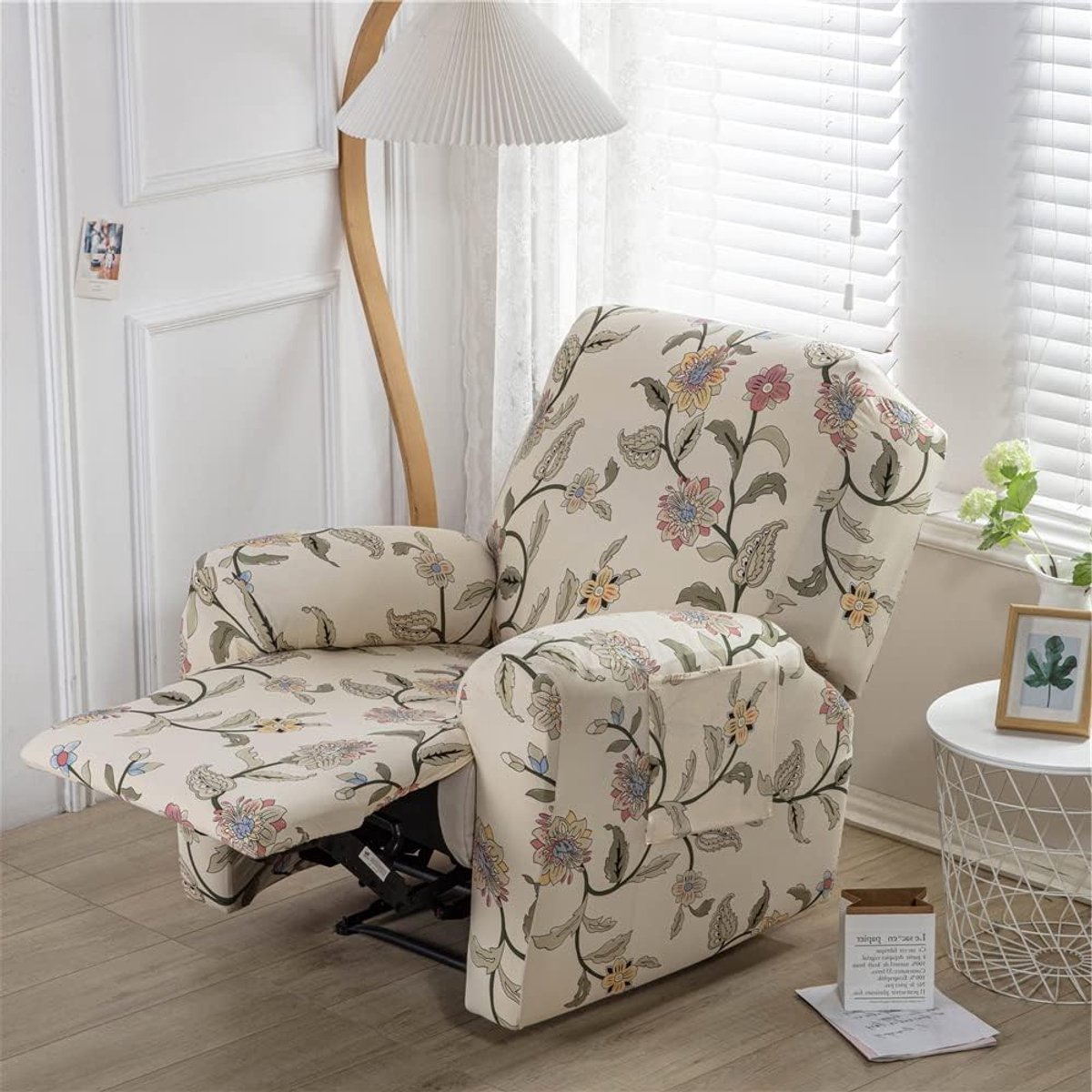 Armchair Covers met Pockets voor Elektrische Stoel - 4 Pcs Luxe Bloem Motief Stretch Recli