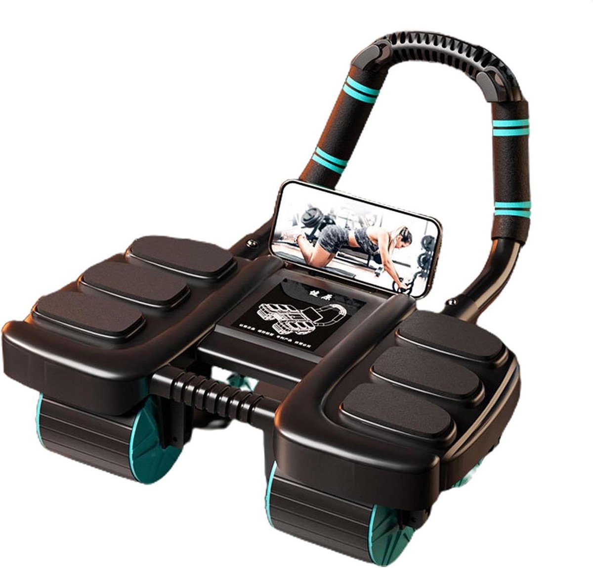 Ab Roller Wiel - Buikspierroller Trainingswiel - Core Training - Automatische Terugslag - 42 x 36 x 24 cm - Zwart