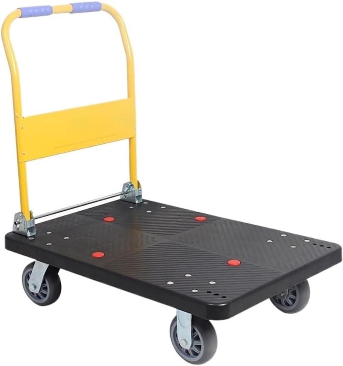Steekwagen Platte Handkar - Opvouwbare Platformwagen - Materiaal Vervoeren - Opvouwbaar Ontwerp - 225 kg Laadvermogen - Geel