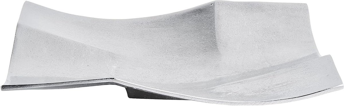 Decoratieschaal Aluminium - Serveerkom Modern - Eettafel Versieren - Handgemaakt Gebogen Design - 35 cm - Zilver