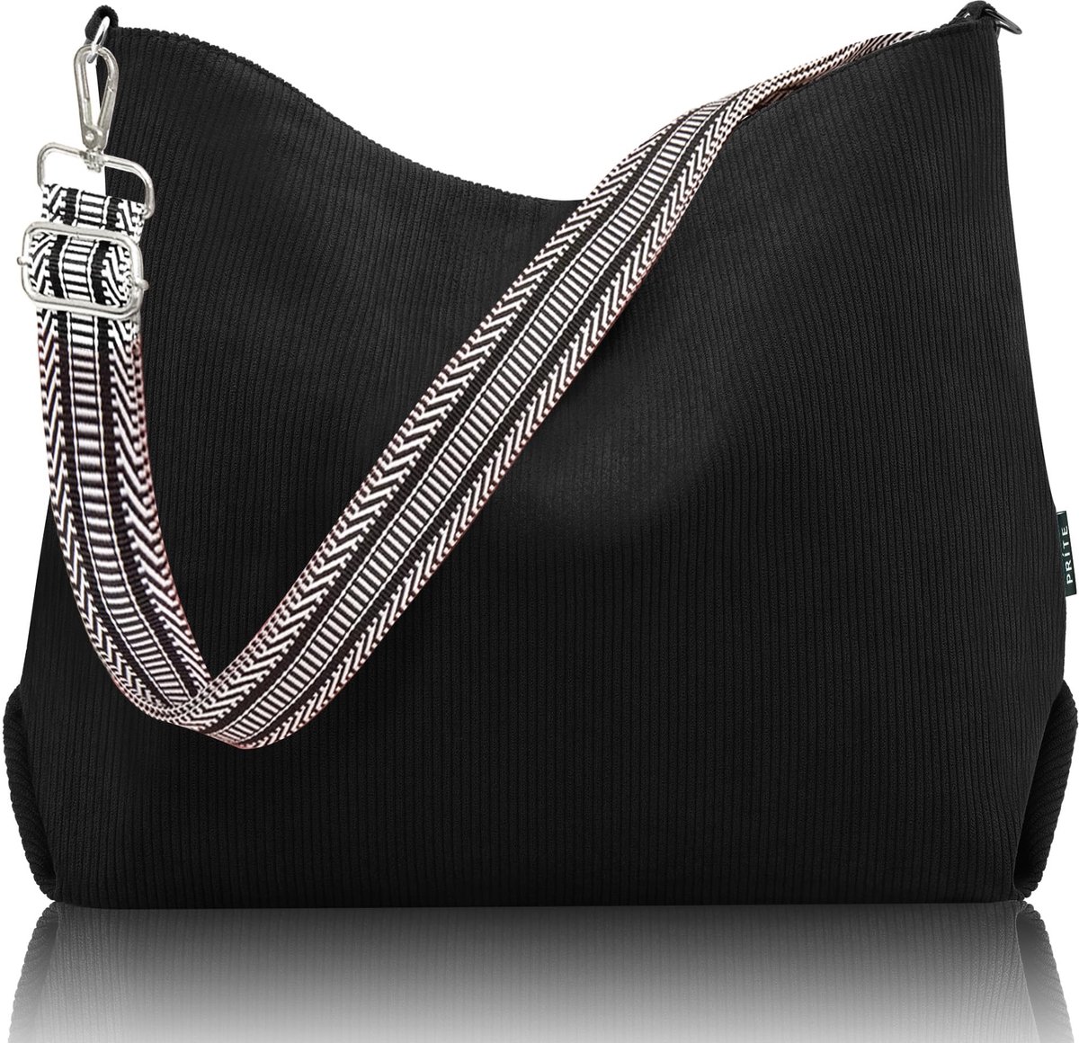 carmdering - Dames Corduroy Schoudertas - Vrouwen Fluwelen Tas - Crossbody Handtas - Verstelbare Brede Riem - Ruime Gevoerde Vakken - Hoogwaardig Cordstoff - Minimalistisch Design - Veelzijdig Draagcomfort - 1 Stuk