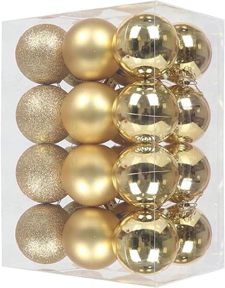 Kerstballen in Goud - Matt en Glitter, Kleine Decoraties voor Buitengebruik, Perfect voor Kerstboomversiering (3cm)