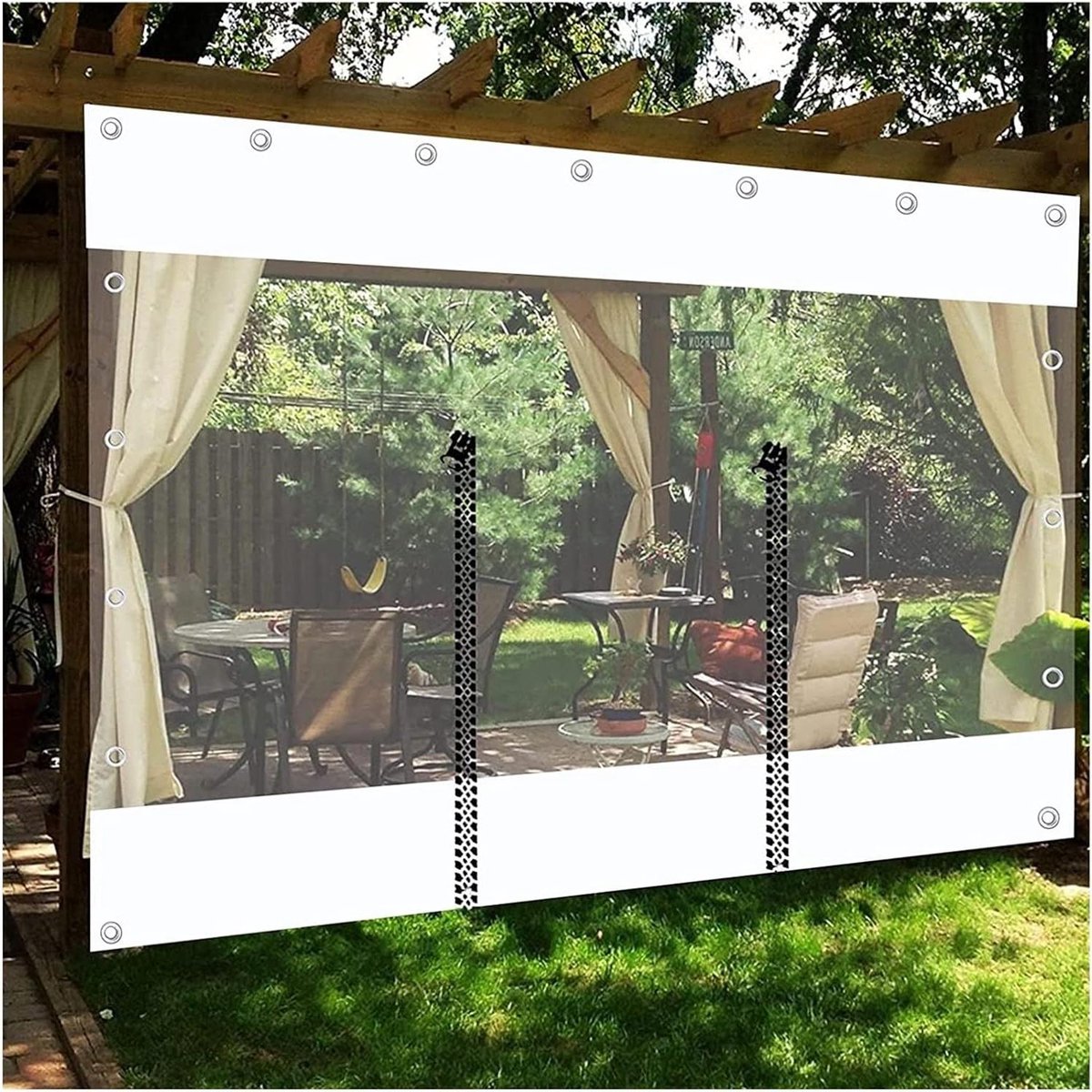 Dekzeil Zijpaneel - Regengordijn - Buitenruimte Beschermen - Met Ritsdeur - 200x230cm - Transparant