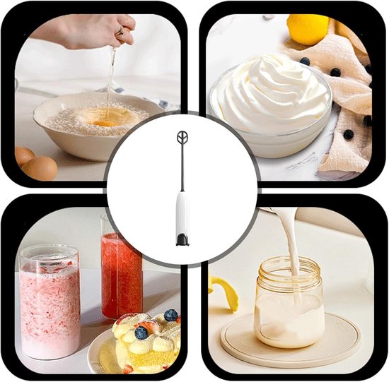Draagbare Elektrische Mixer - Handmixer Batterijen - Keuken Gereedschap - Roestvrijstalen Kloppers - 6x16x6 cm - Wit van Merkloos — afbeelding 4