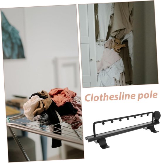 Garderobekastonderdelen Telescopische Stang - Kledinghanger Uitschuifbaar - Kleding Opbergen - Verstelbare Lengte - 40 x 12 x 9 cm - Zwart — afbeelding 4