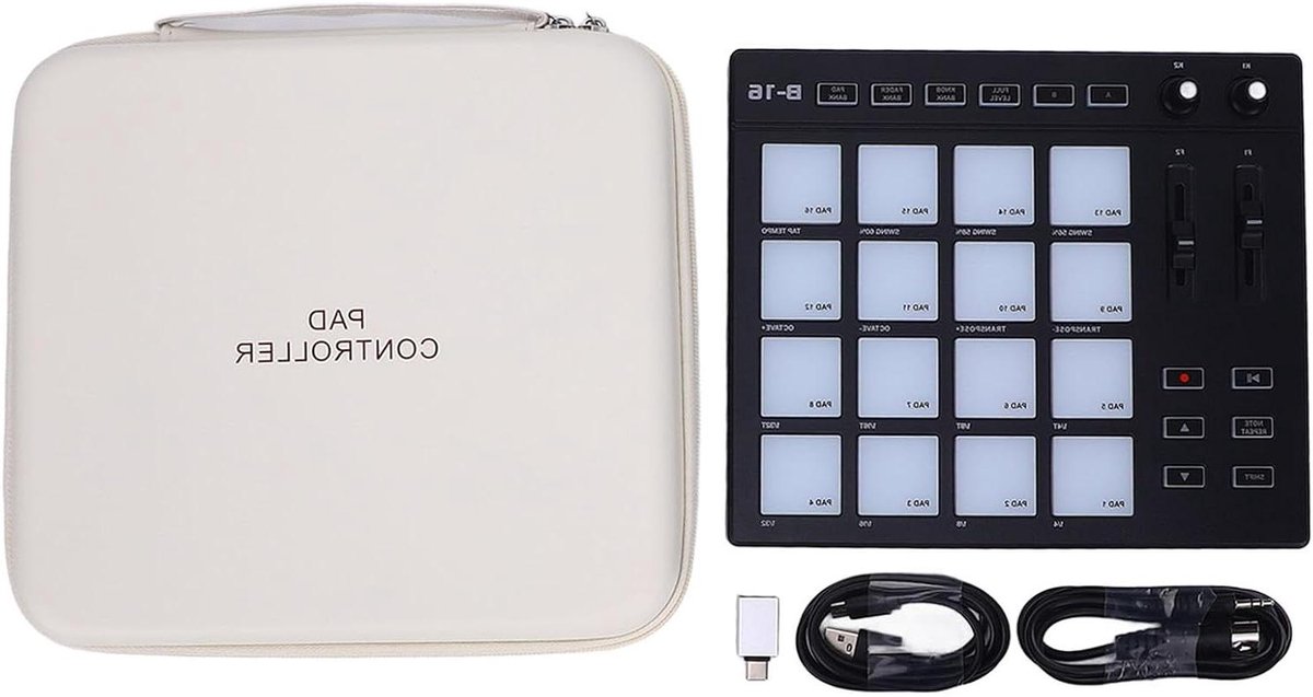 Midi Beat Pad - Drum Controller - Muziekproductie - Lage Latentie - 16 RGB Pads - Zwart