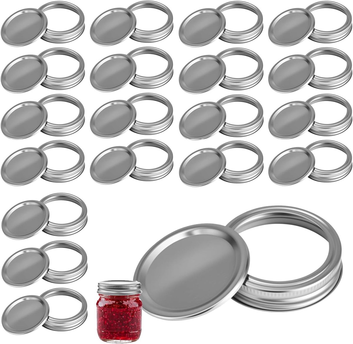 Deksels voor inmaakpotten, ringen voor inmaakpotten, verdeeld type deksel voor jam, snoep en koffie (86mm)