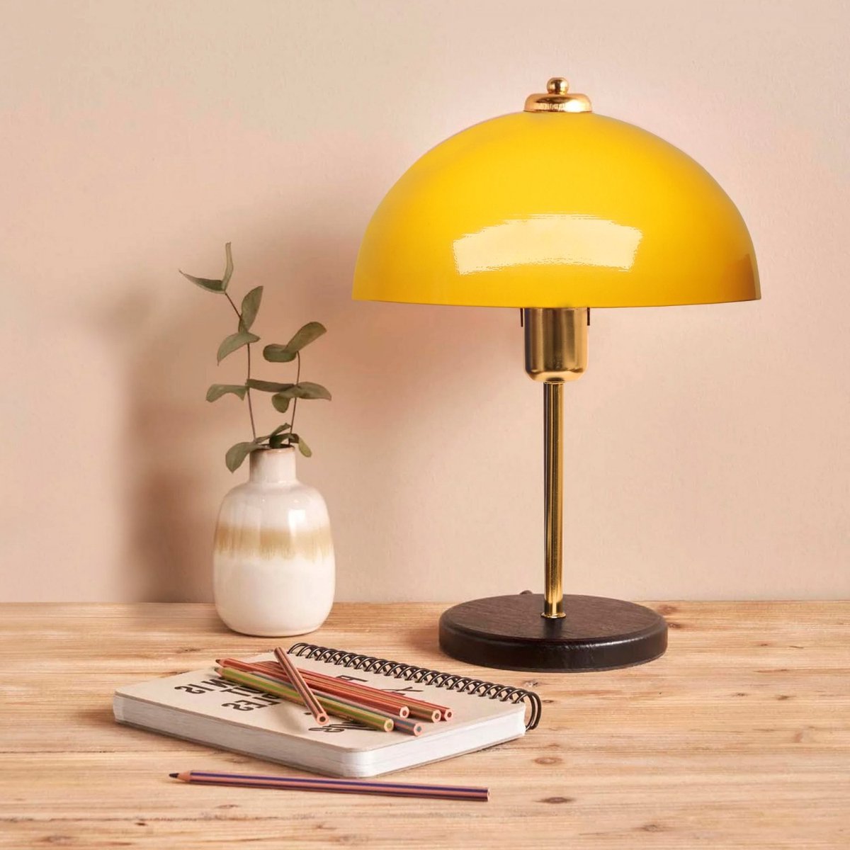 Asir - Tafellamp - Geel - METALEN BEHUIZING - 24 x 24 x 31 cm