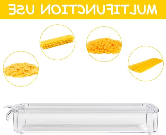 Luchtdichte opslagcontainers voor pasta 30x10x4.5cm, transparante dozen voor spaghetti, macaroni en fusilli, ideaal voor keuken en voorraadkast van Merkloos — afbeelding 2