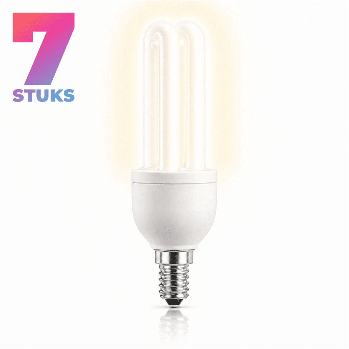 7x Stick Spaarlamp E14 - 9W - Warm Wit Licht (2700K) - 421 lm - 6 jaar - Niet Dimbaar - Bespaar op energiekosten