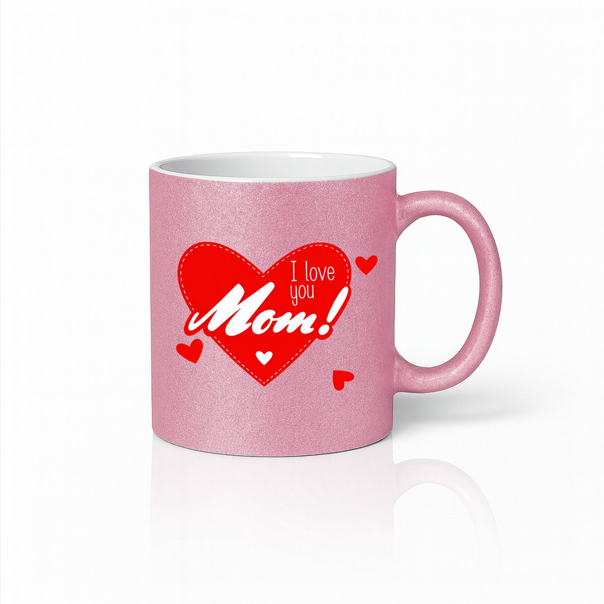 I Love You Mom Mok - Volledig Roze - Hart Design - Moederdag Cadeau Vrouw