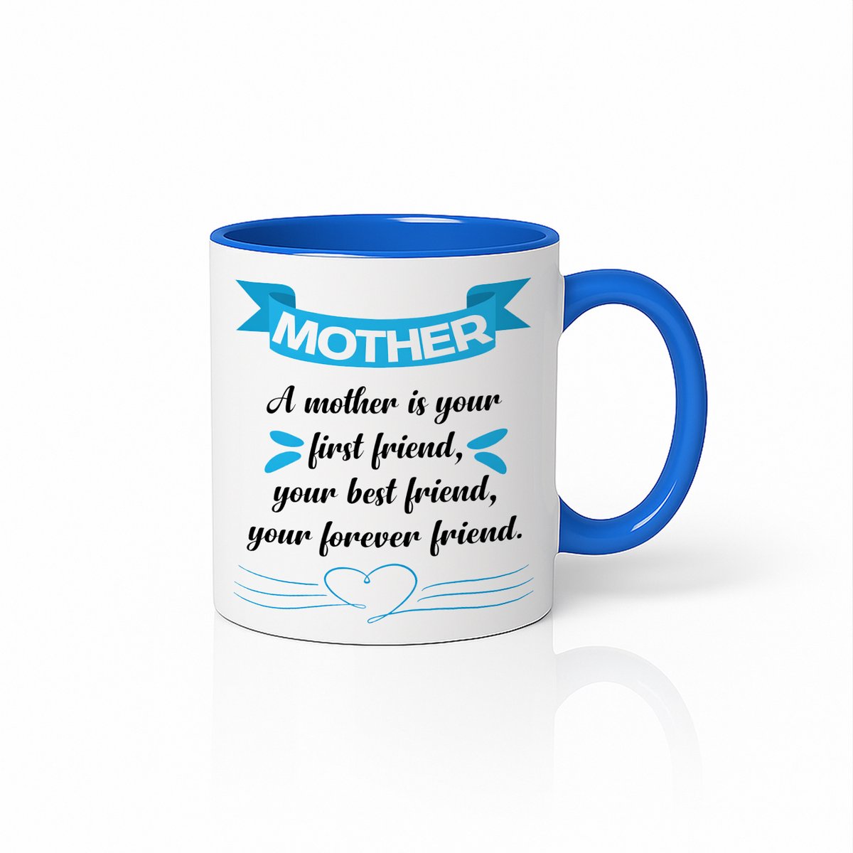 Stijlvolle Blauw-Witte Moeder Quote Koffiemok - Forever Friend Design - Moederdag