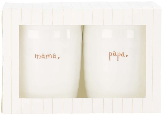 Zusss Set Van 2 Mokken Mama & Papa Keramiek White / Brown