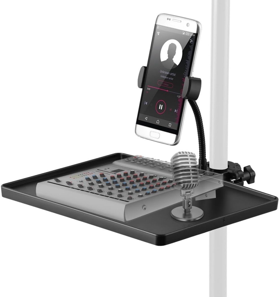 Microfoon Standaard - Opname Accessoire - Live Streaming - 2-in-1 Ontwerp - 27 x 20.5 cm - Zwart