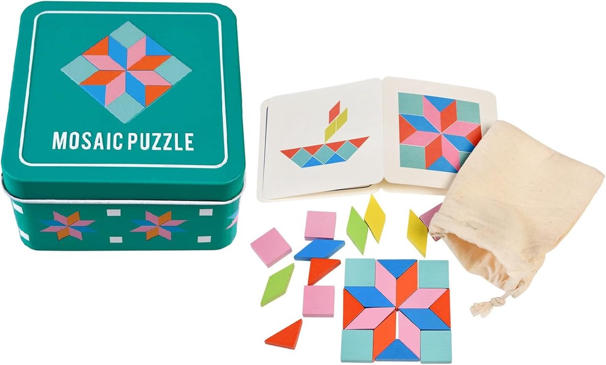 Houten Mozaïek Puzzel - Motoriek Speelgoed - Creatief Spelen - Inclusief Ideeënboek - 26 Delen