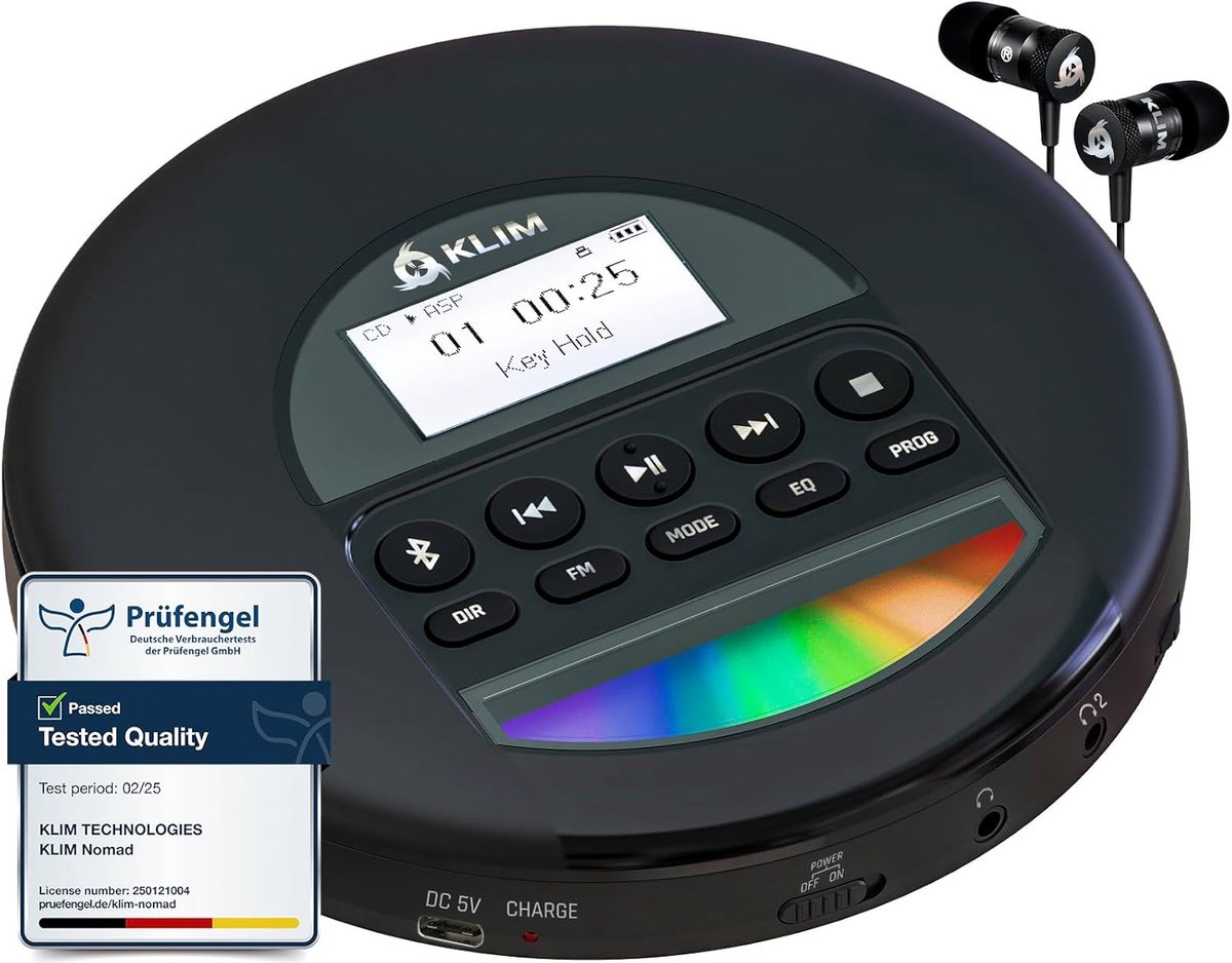 Draagbare CD-speler - Discman MP3 - Muziek Luisteren - Duurzame Batterij - 14.5 x 14.5 cm - Zilver
