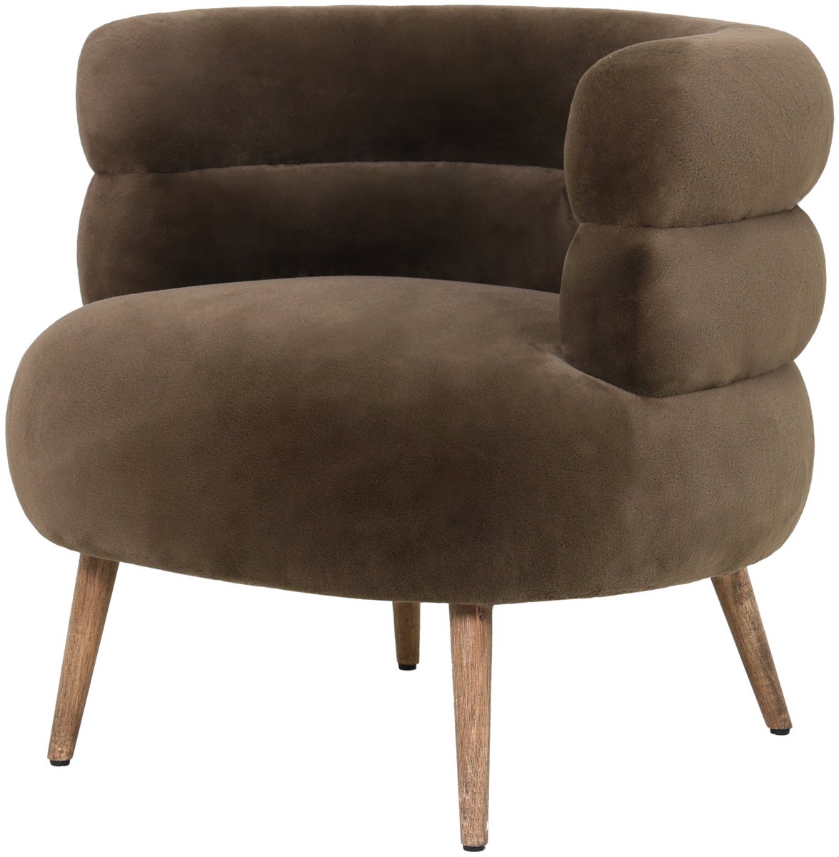 PTMD Nelly Dark Brown Fabric Fur Fauteuil Bruin