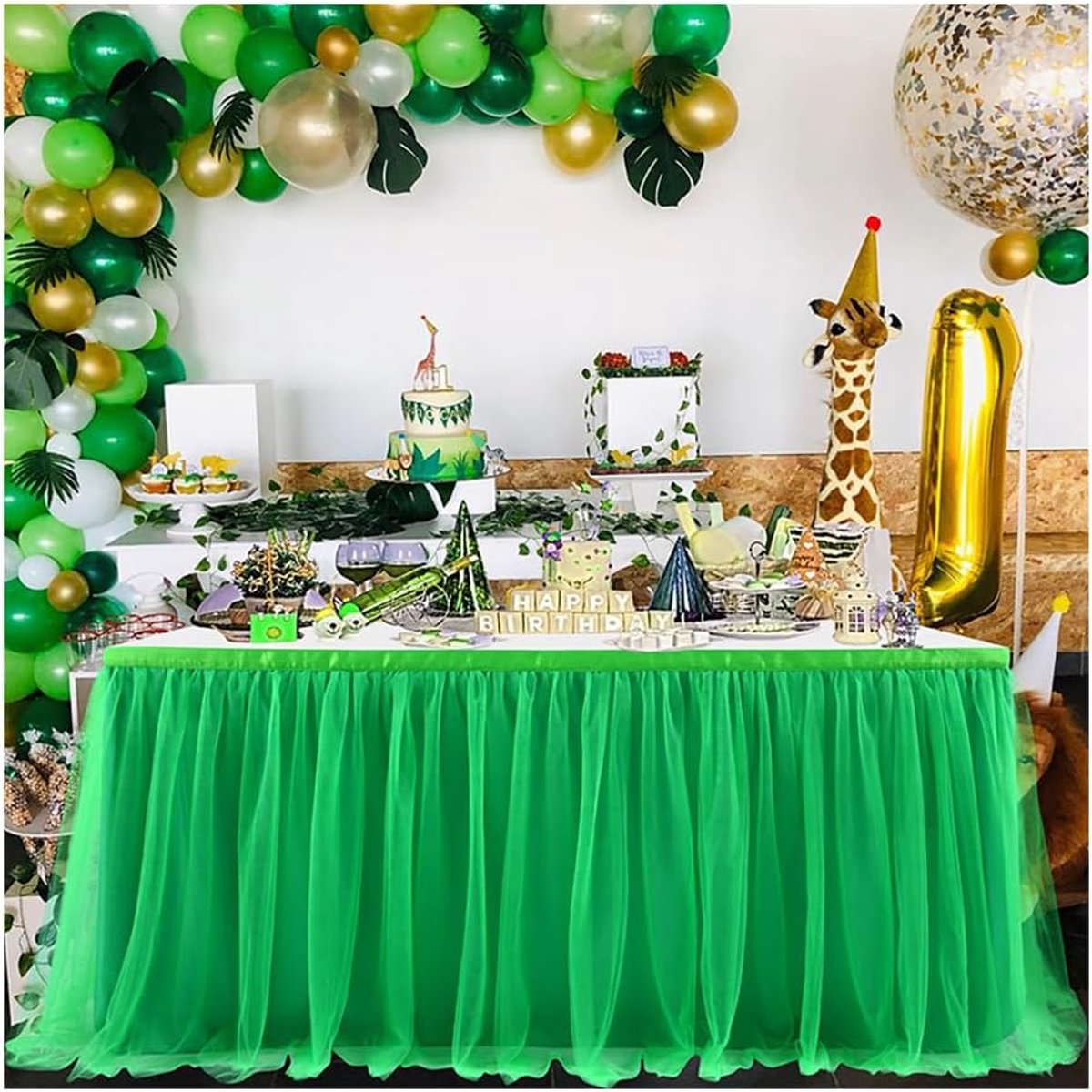 Tafelrok Tule - Decoratieve Rok - Feestelijke Decoratie - Eenvoudige Montage - 183 x 77 cm - Groen
