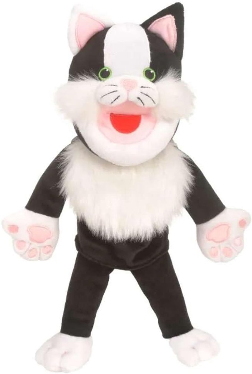 Handpop Kat - Poppenkastpop Dier - Verhalen Vertellen - Bewegende Mond - 30 cm