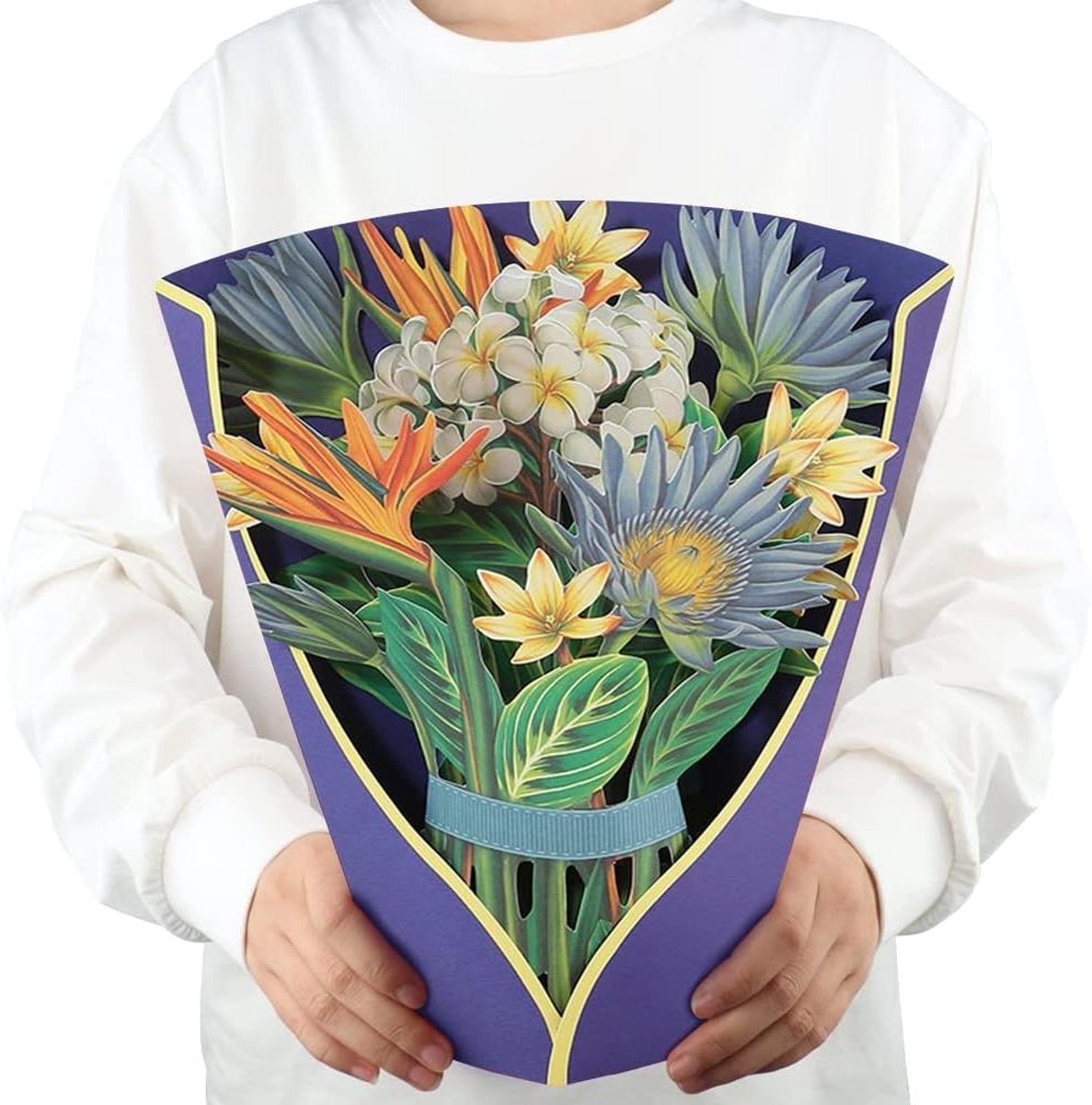 3D Bloemenboeket - Wenskaart Cadeau - Verrassen & Feliciteren - Handgemaakt Papieren Design - 30 cm Hoog - Tropische Bloesem