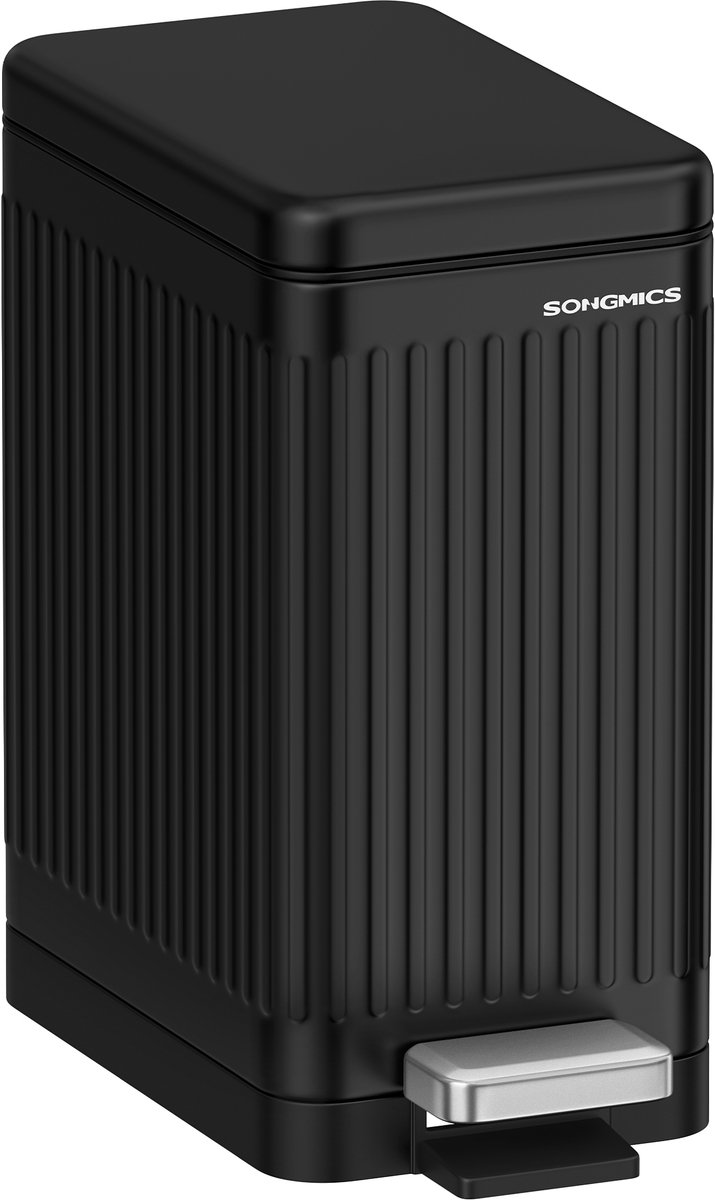 SONGMICS LTB562B01 - Prullenbak met Deksel - Pedaalemmer voor Badkamer - Smal Design voor Kleine Ruimtes