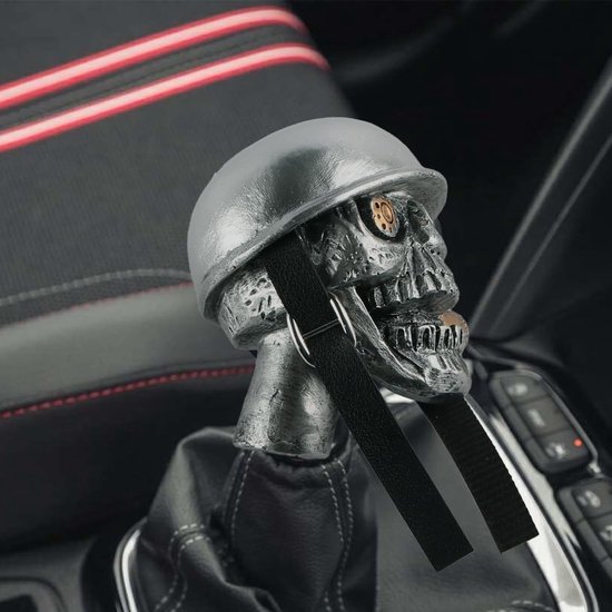 Skull Soldier Shift Knob - Gear Shift Knob - Car Interior Styling - Handmade Resin Design - 9x8.5x9.5cm - Silver van Merkloos — afbeelding 3